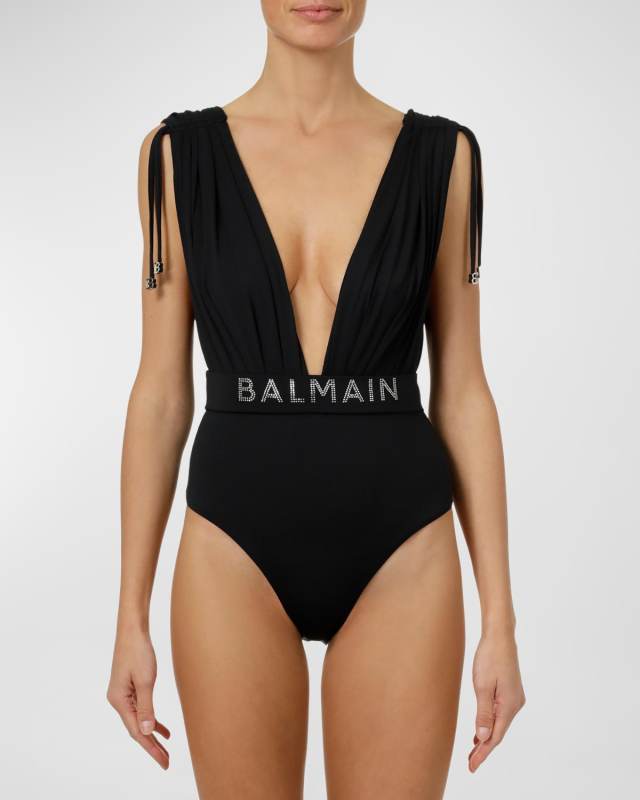 Draped One-Piece Swimsuit